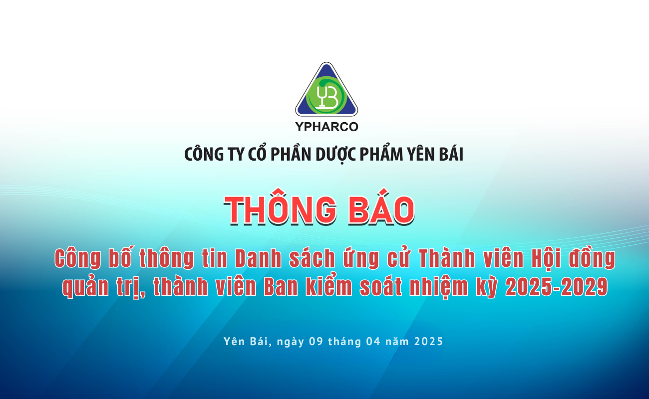 Công bố thông tin Danh sách ứng cử Thành viên Hội đồng quản trị, thành viên Ban kiểm soát nhiệm kỳ 2025-2029